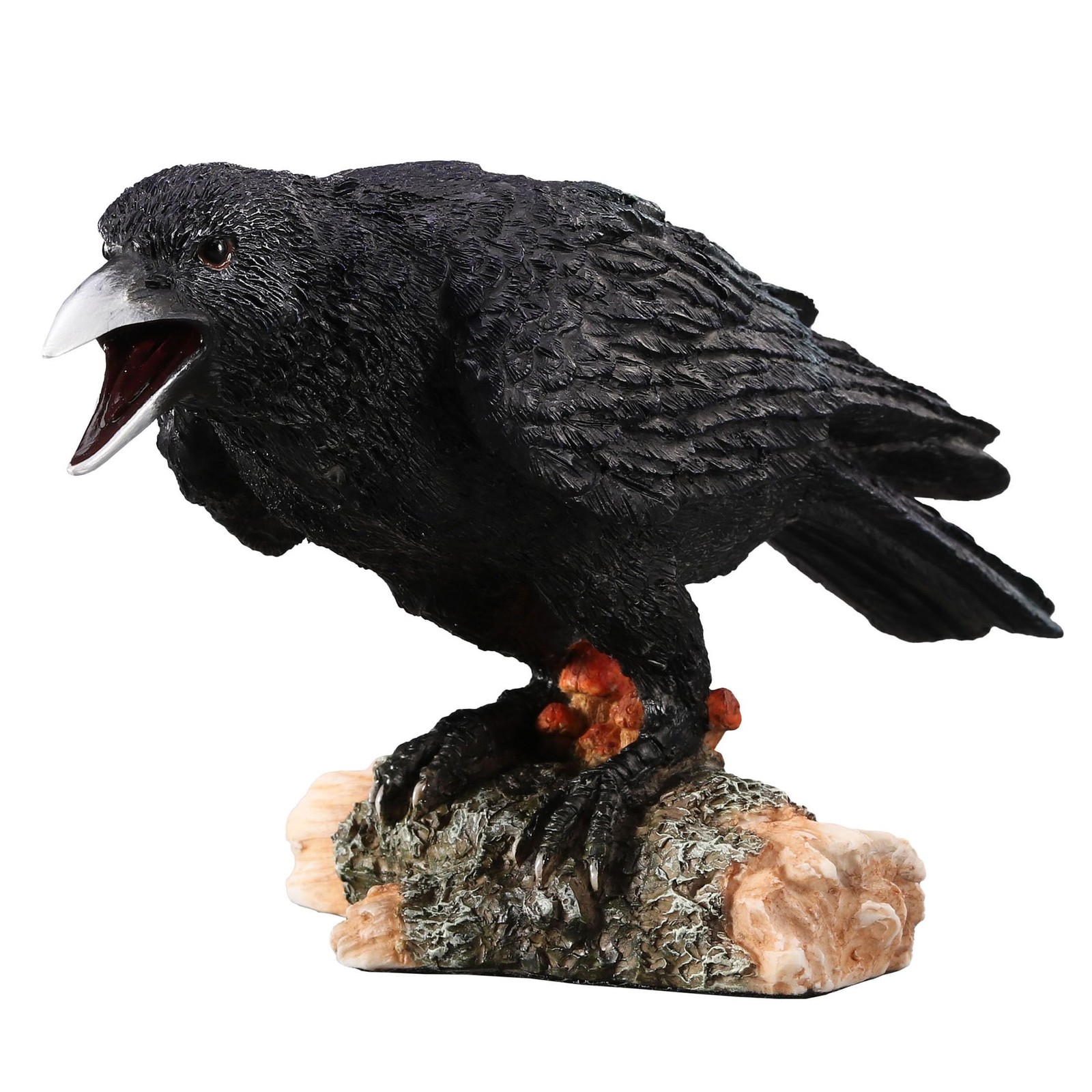 Veronese Design Crow on Log Polyresin Figurine 7.6 Inch Hand Painted Decor