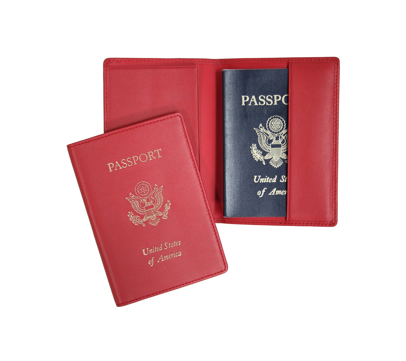 Royce Leather Travel Organizer – Passport Holder in Red, One Size
