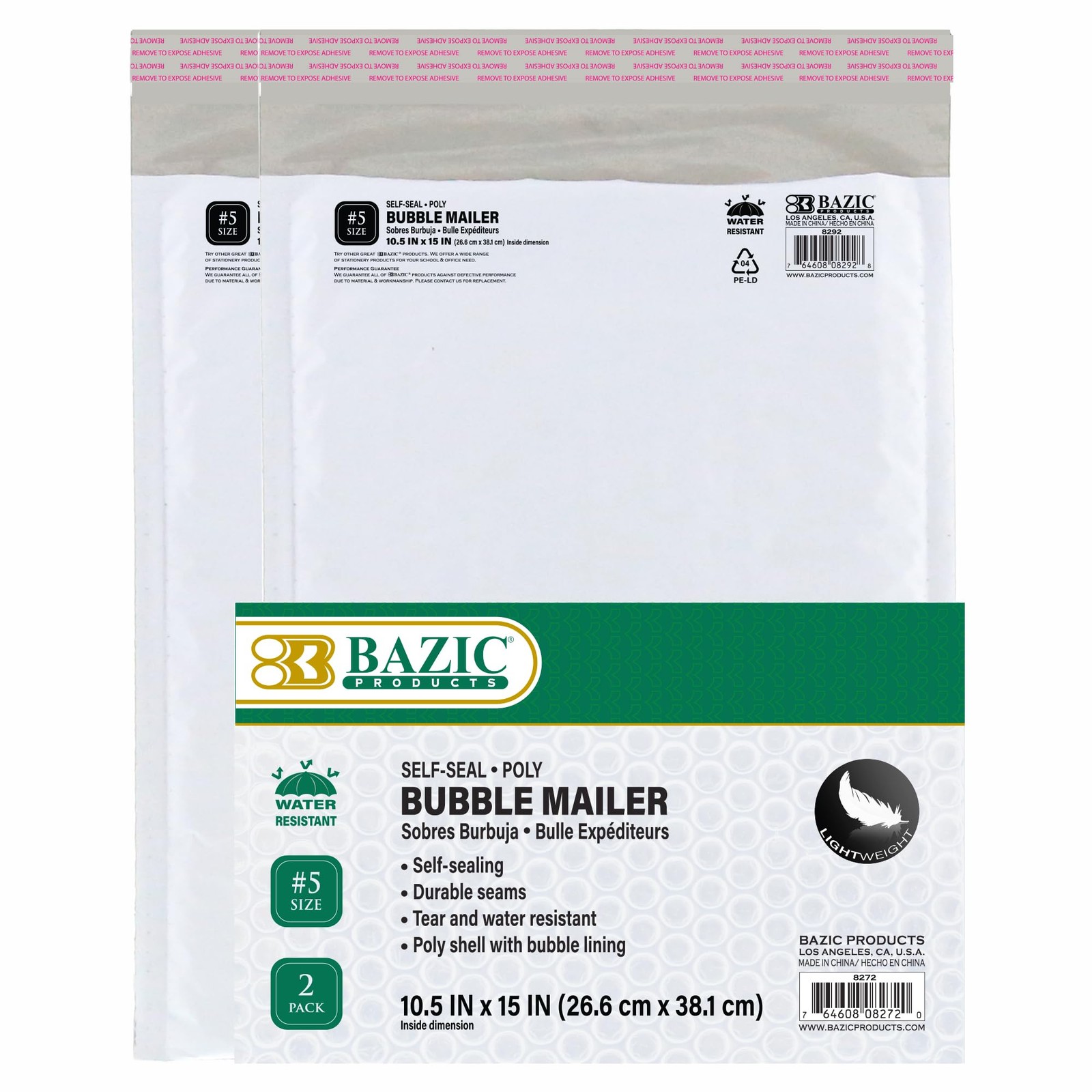 BAZIC PRODUCTS x 15 5 Self Seal Closure Fabric White 4×7 10 Inch small Travel
