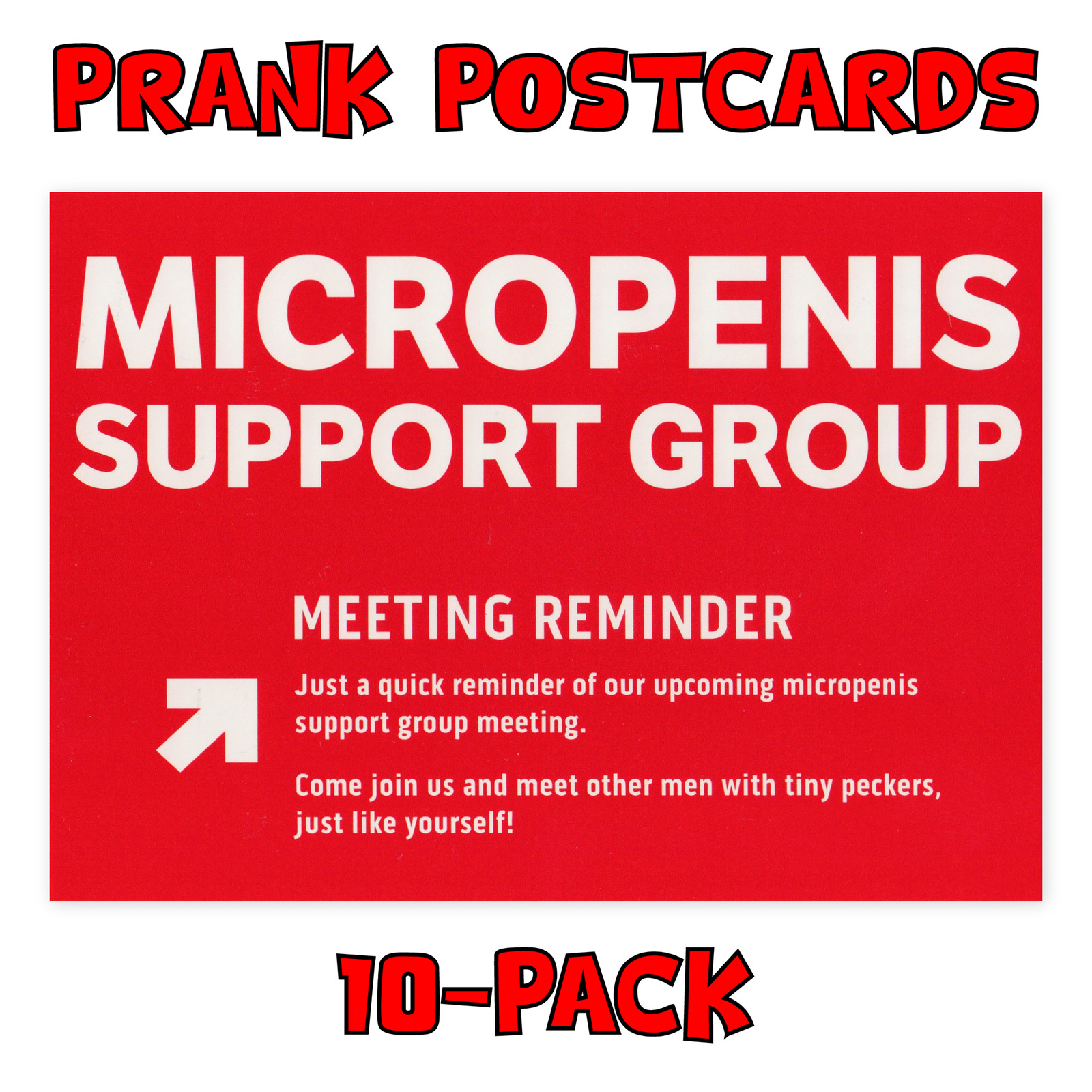 (10-Pack) Prank Postcards – Micropenis Support – Send Them To Victims Yourself