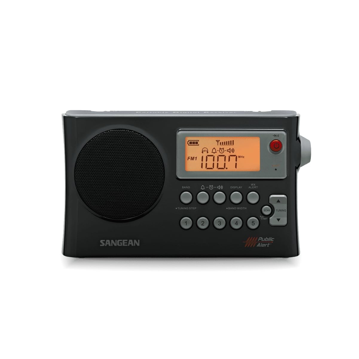 Sangean PR-D4W Portable AM/FM Radio Weather Alert Black