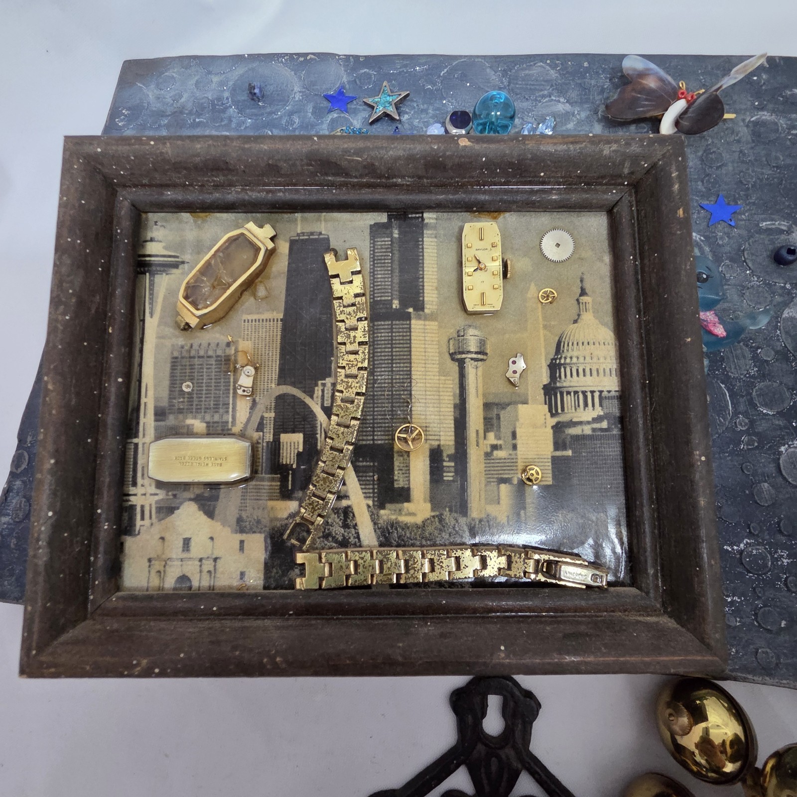 Found Art Junk Drawer Vintage Jewelry Rocks Masonic Metal Lot 5 lbs