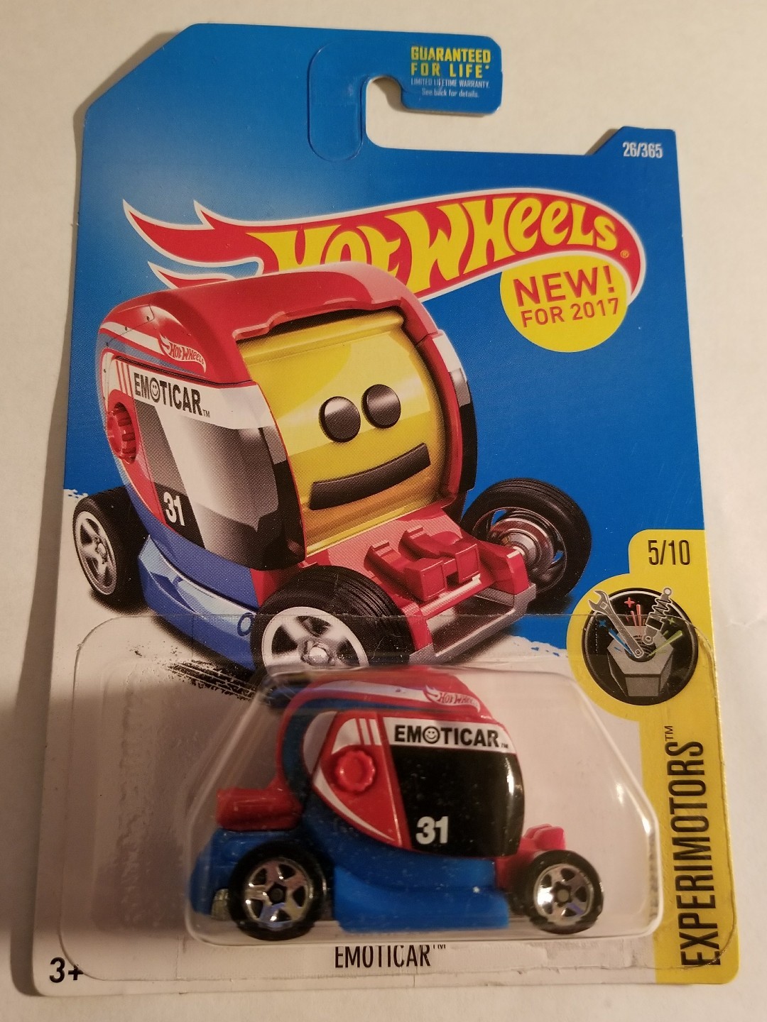 HOT WHEELS EMOTICAR 2017 EXPERIMOTORS #5/10 RED & BLUE 26/365