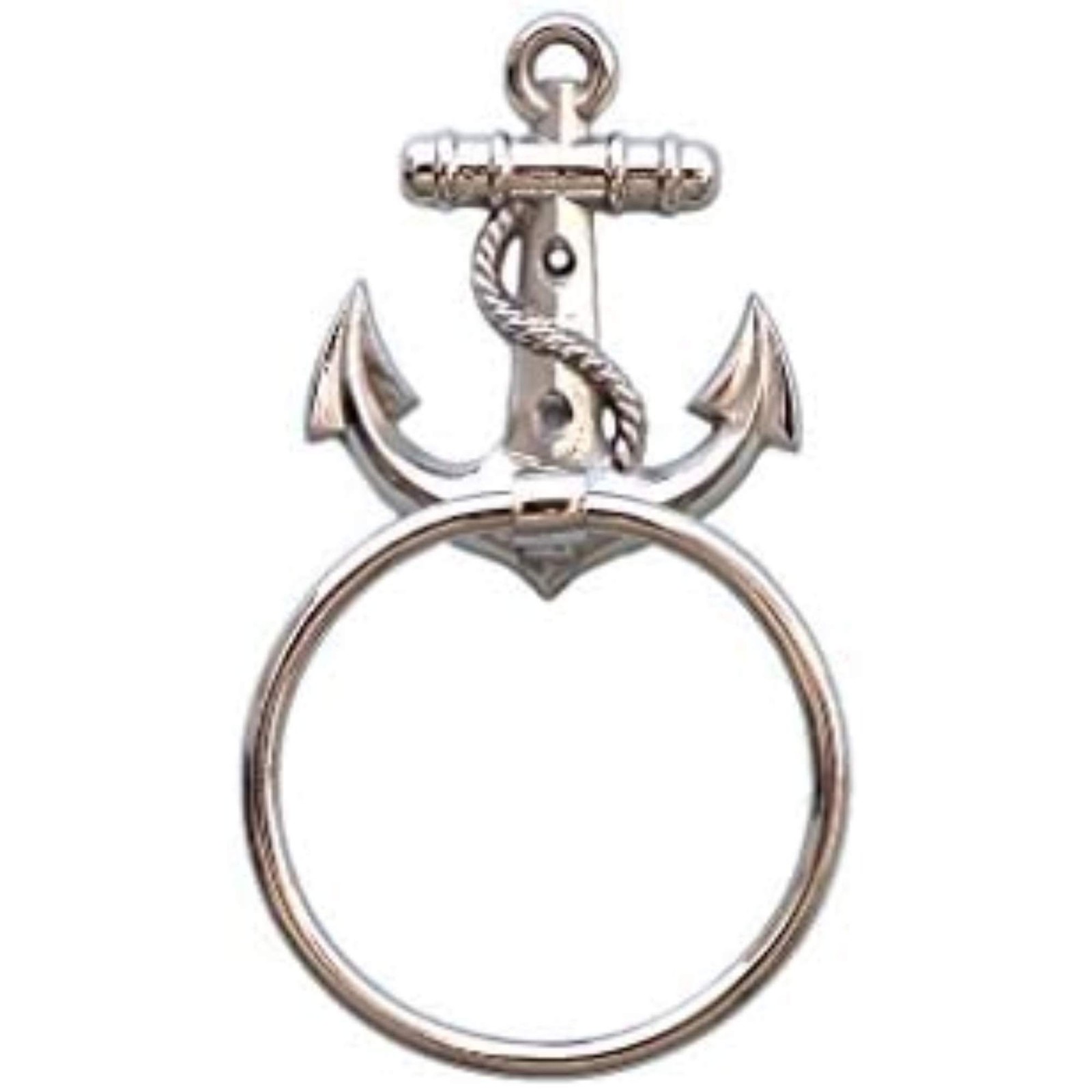 Handcrafted Chrome Anchor Towel Holder 9in Nautical Home Decor