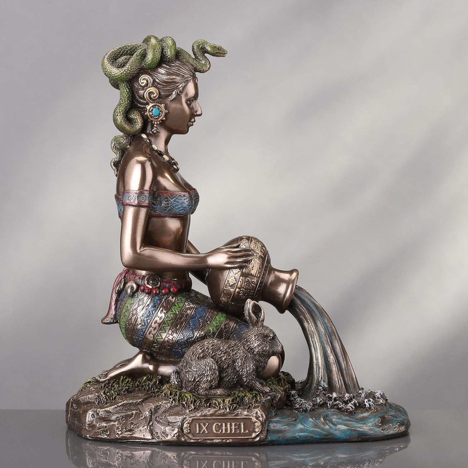 Mayan Jaguar Goddess of Midwifery – 6.25″ Cold Cast Resin Bronze Statue