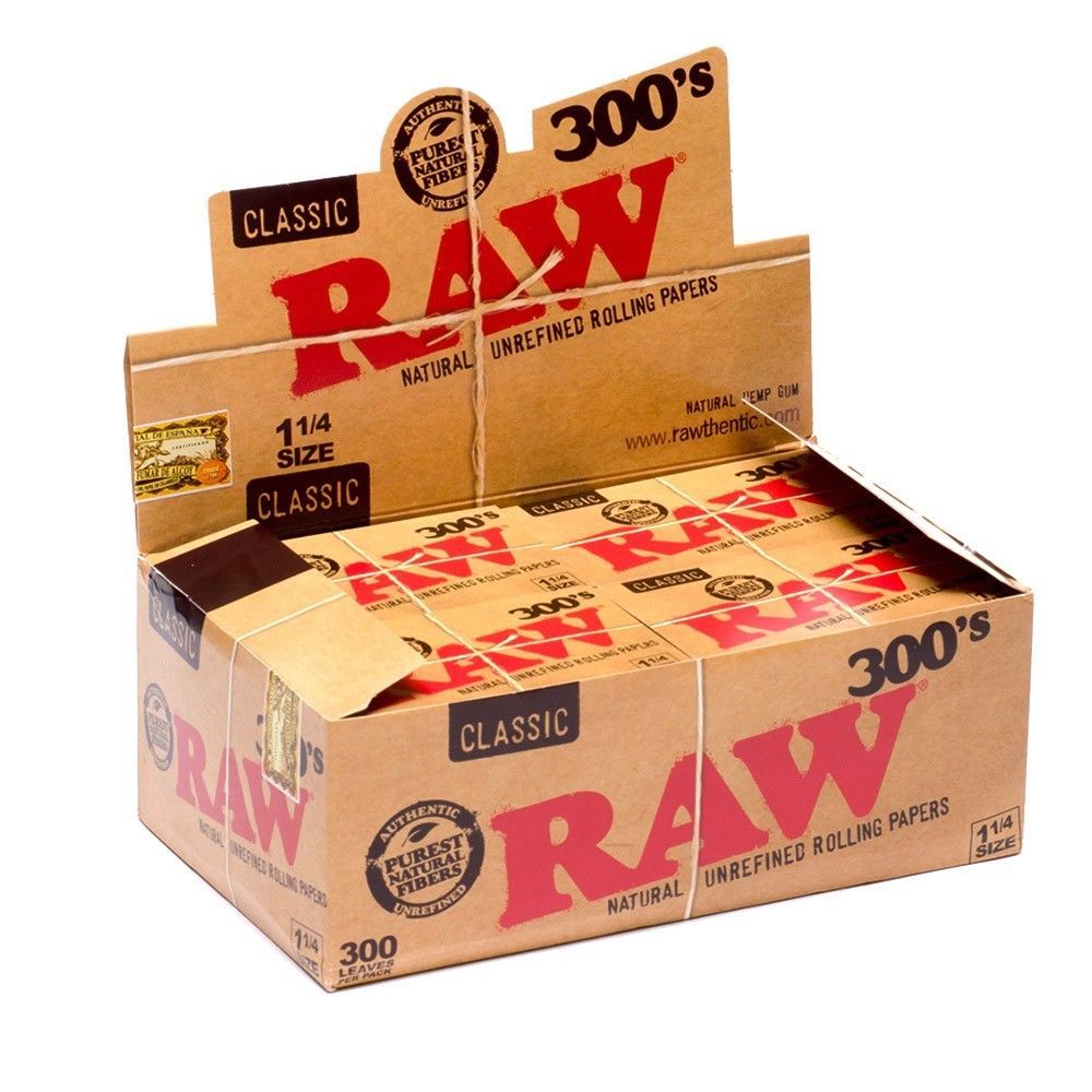 RAW Classic 300s 1 1/4 Rolling Papers 5 PACKS – Natural Unrefined 300 1.25