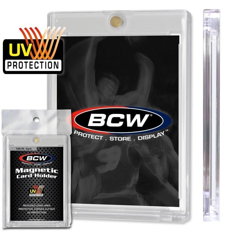 New 2 pk BCW 100 PT MAGNETIC THICK Trading Card Hold- UV PROTECTED