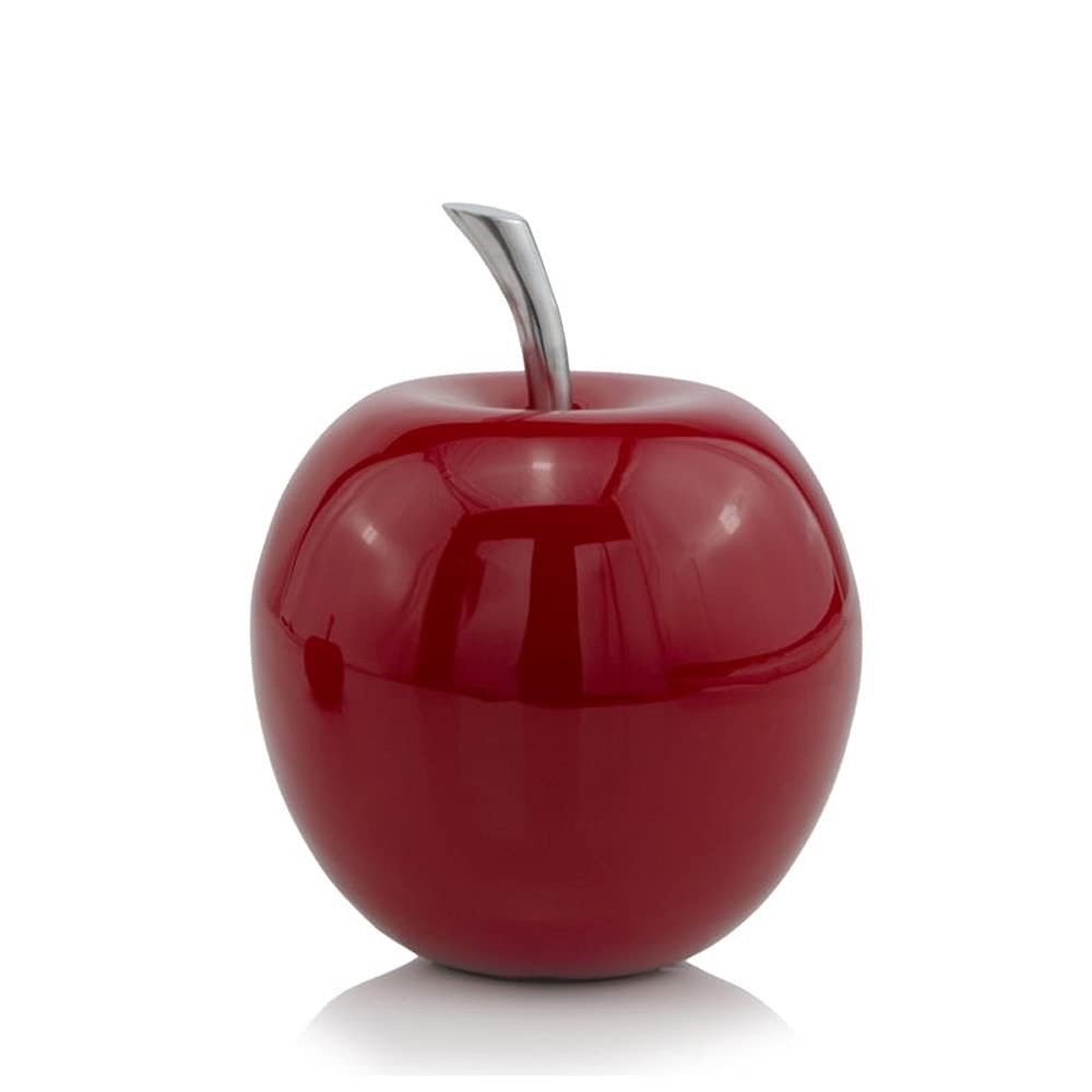 Modern Day Accents Manzano Rojo Apple Tabletop Décor, 11″ H, Red & Silver