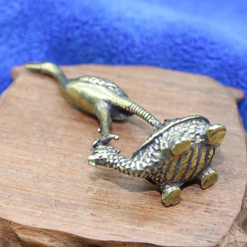 1x Brass Turtle Crane Crane Ornament Longevity Statue Decoration Animal Statue
