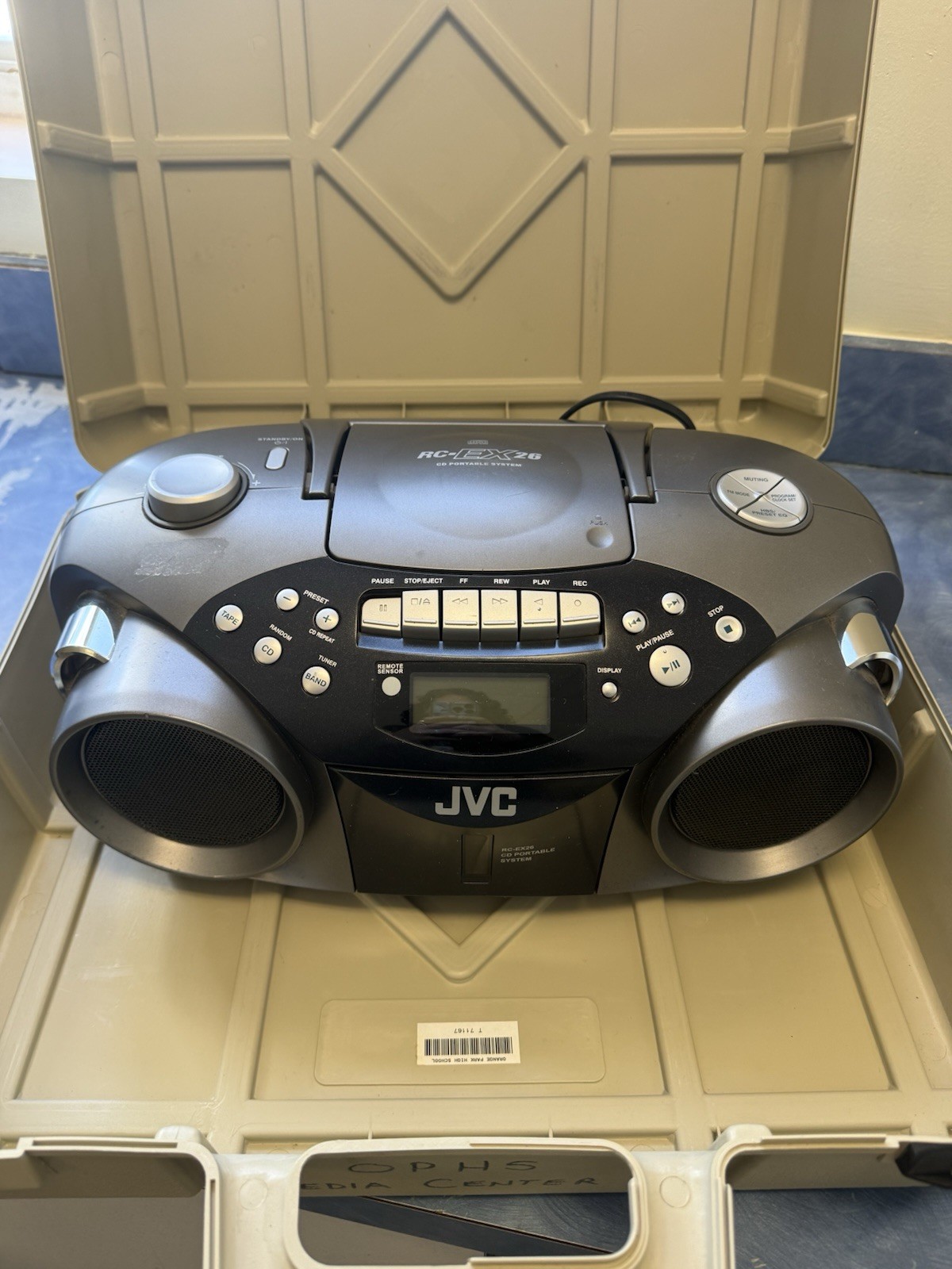 Califone Media Center Lot with JVC Boombox, Headphones, Cassette Tapes, Books