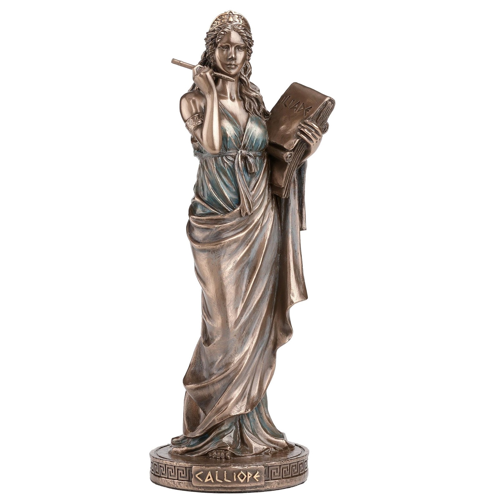 Veronese Design 9″ Calliope Greek Muse of Epics Statue, Cold Cast Bronze Finish