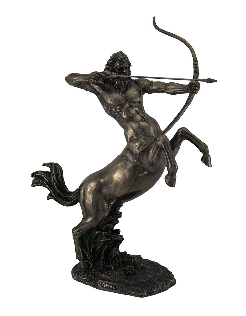 Resin Rearing Centaur Shooting Arrow Statue, Bronze Finish, 14″