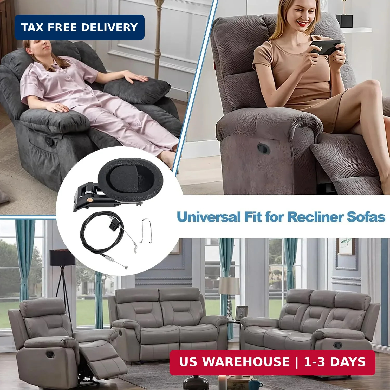 Podoy Recliner Pull Handle Replacement Parts,Universal Recliner Pull Cable Relea