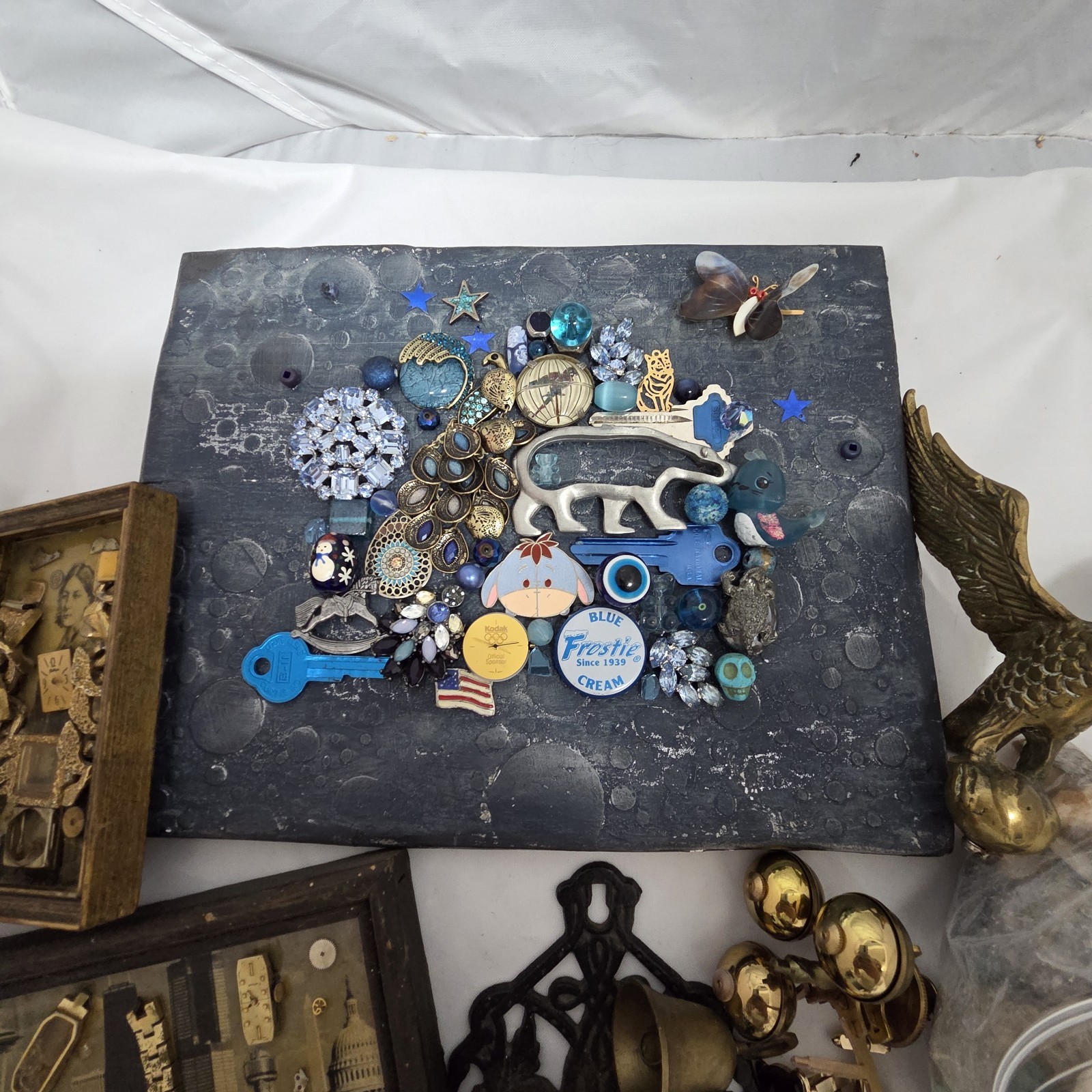 Found Art Junk Drawer Vintage Jewelry Rocks Masonic Metal Lot 5 lbs
