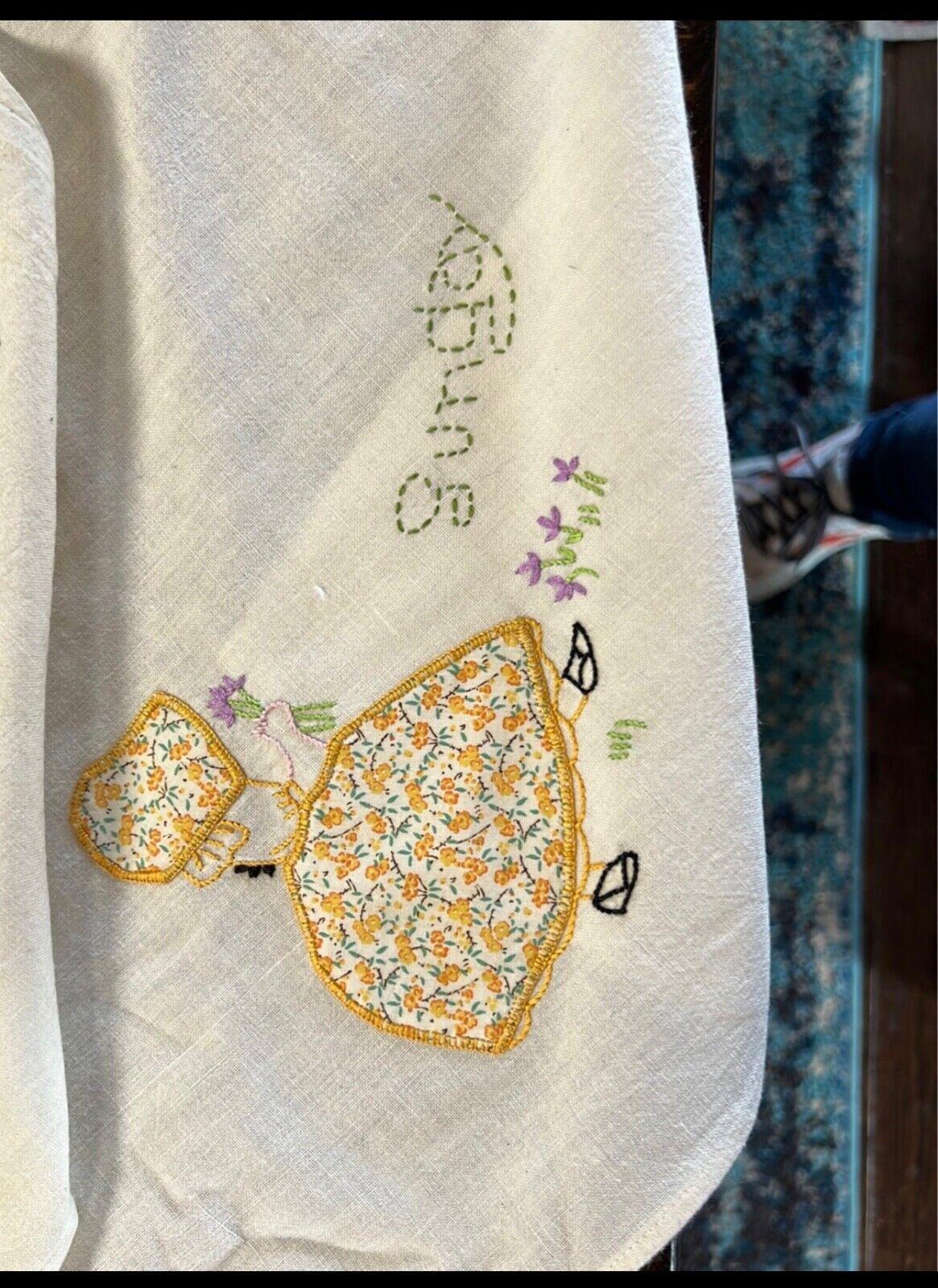 Complete Girl Days of the Week Embroidered Linens (7) 30” x35”