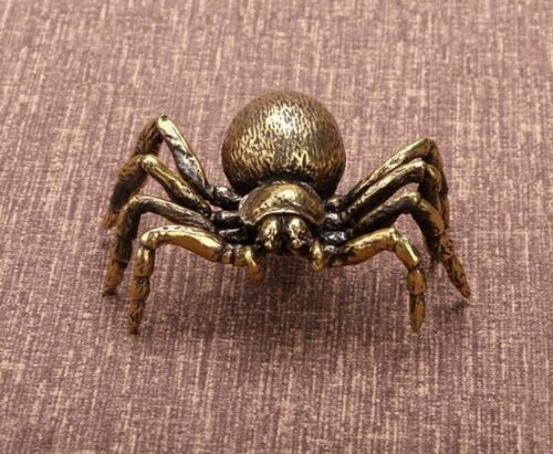 2Pcs Small Brass Spider Animal Statue Mini Sculpture Tabletop Home Decor Gift US
